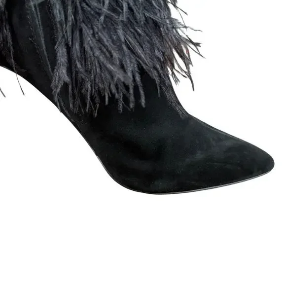 Jessica Simpson Piume Feather Black High Heel Ankle Boots Booties Shoes sz 10 - Picture 2 of 16